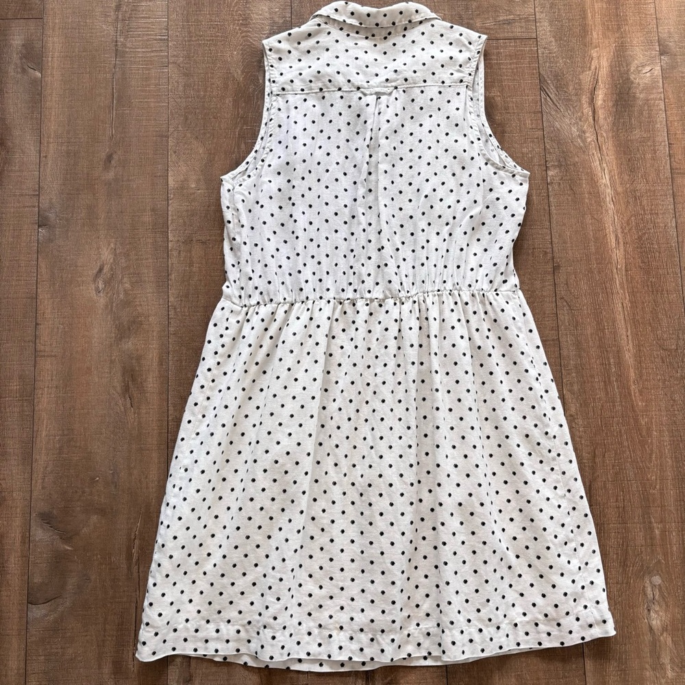 Ann Taylor Loft Women's White & Black Polka Dot Linen Shirt Dress Size 6 - Picture 16 of 17